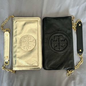 2 Tory Burch Reva Clutch bags black/gold